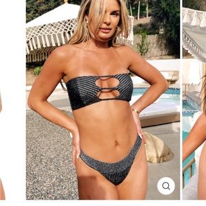 JMP the label 🖤 London Banded Cheeky Bikini Bottom - Black Shimmer